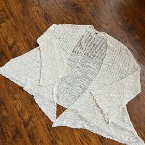 Free People Cream Open Knit Boho Cardigan - small